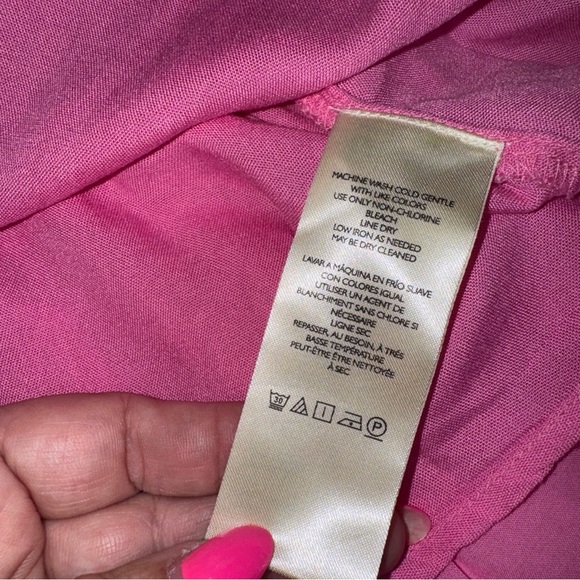 Free People Vibrant Pink Textured Dress Size Large Fully Lined Sleeveless - Picture 14 of 16